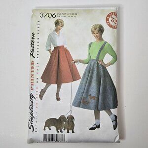 Simplicity 3706 1950s Poodle Skirt & Blouse Sewing Pattern | CUT | Size 16-22